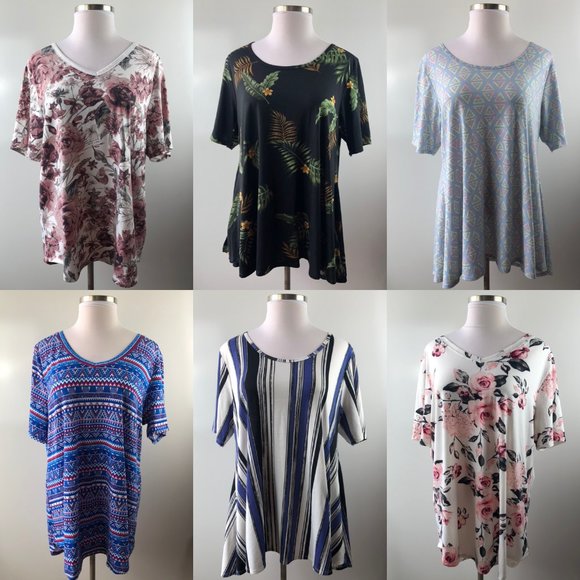 LuLaRoe Tops - Bundle Lot of 6 Lularoe Short Sleeve Tops Size 2XL